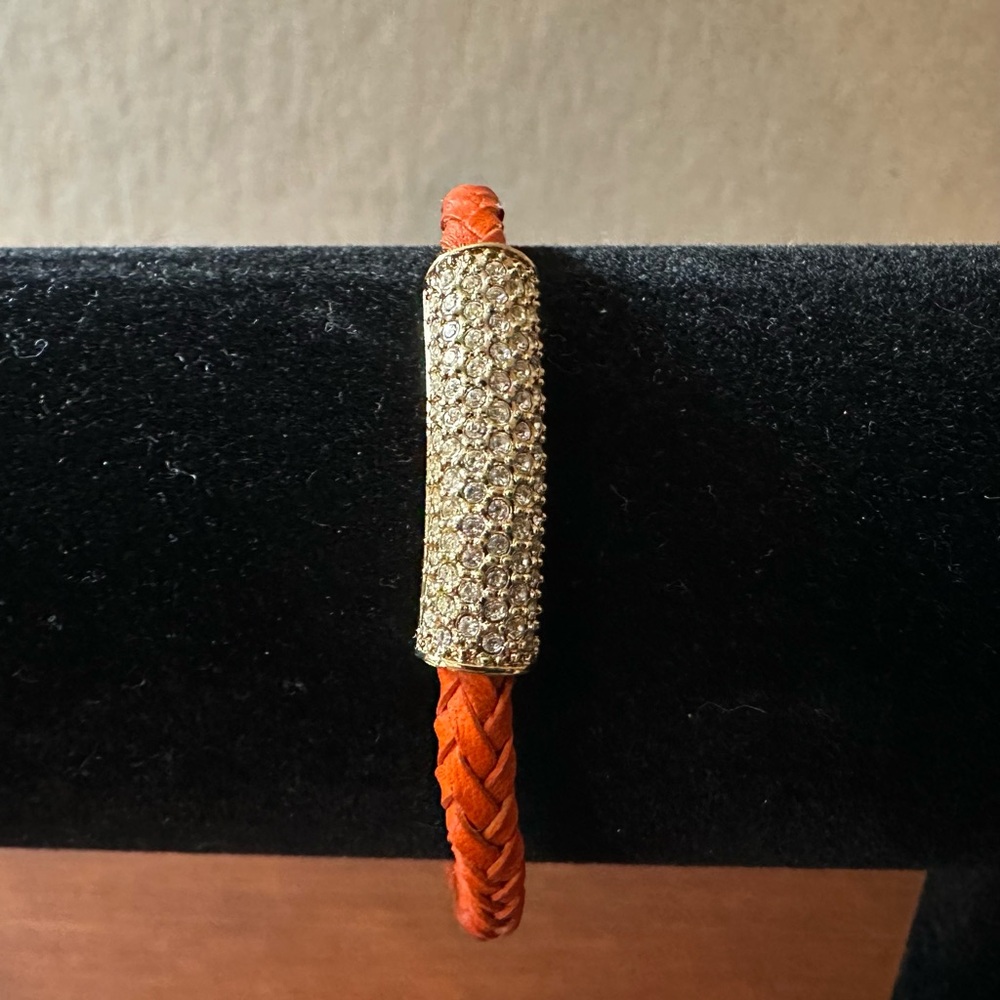 Michael Kors Orange and Gold Woven Bracelet